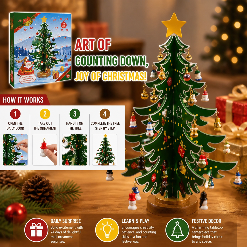 24-Day Mini Christmas Tree Ornament Advent Calendar for Kids