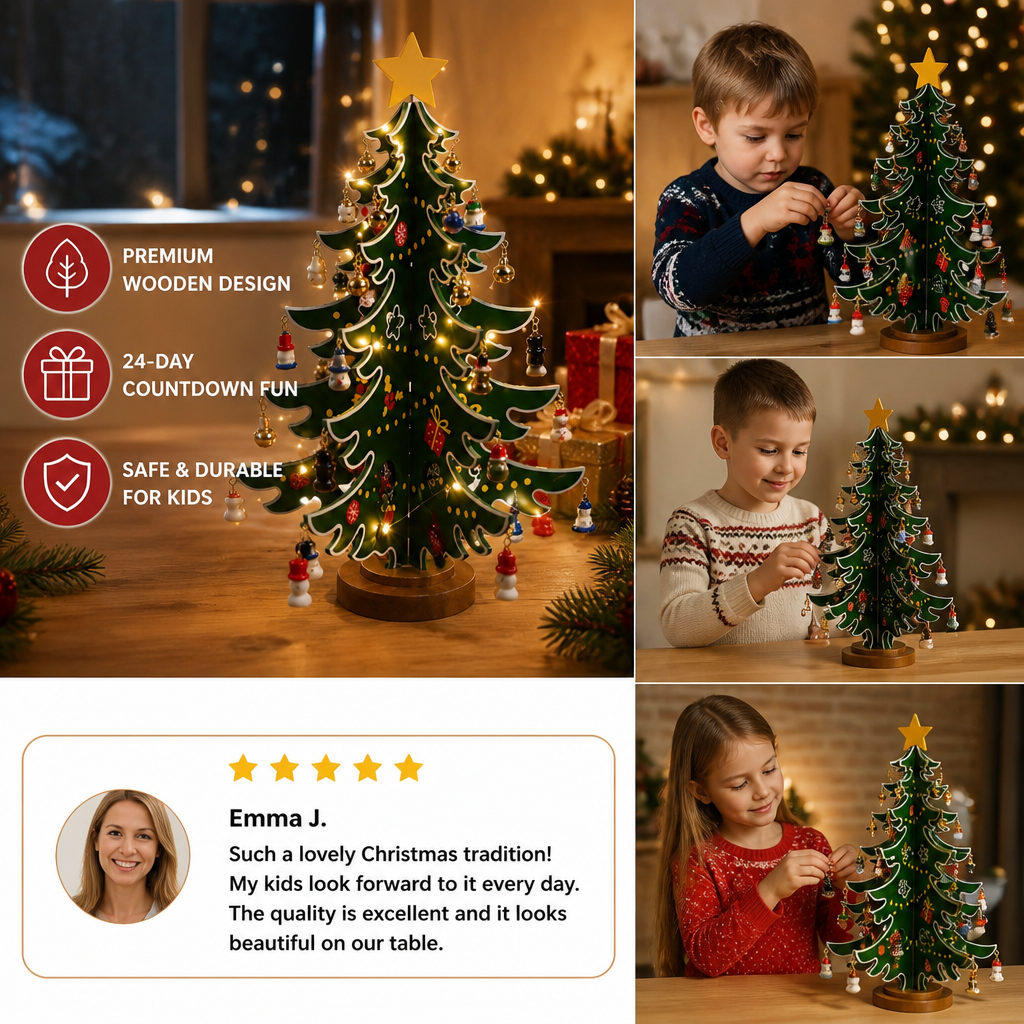24-Day Mini Christmas Tree Ornament Advent Calendar for Kids
