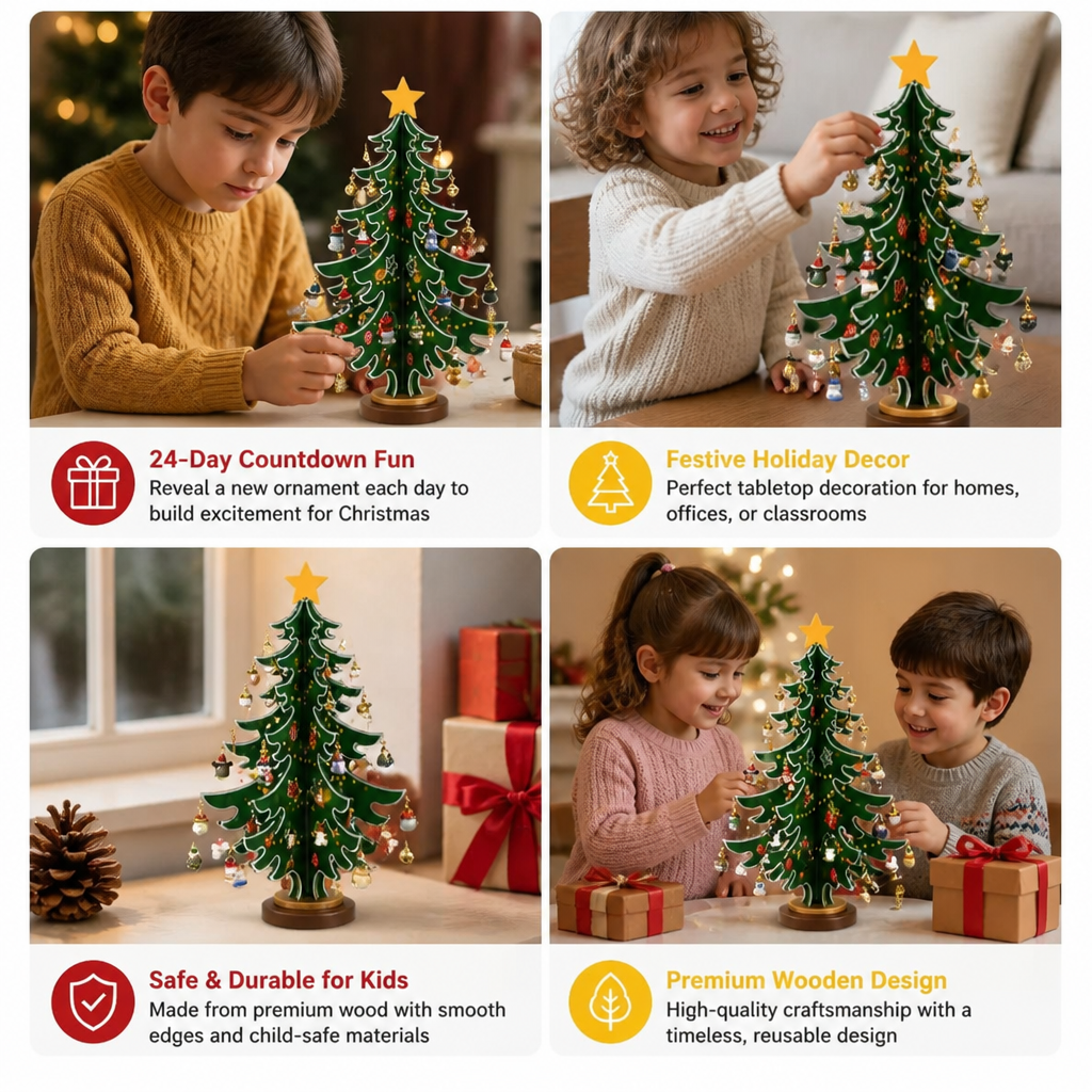 24-Day Mini Christmas Tree Ornament Advent Calendar for Kids