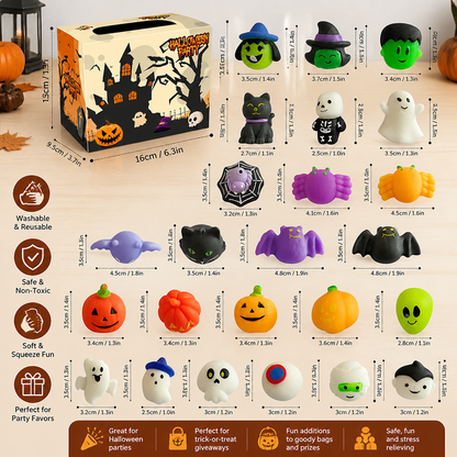 Washable & Reusable Halloween Squishy Toy Set for Party Favors and Trick-or-Treating
