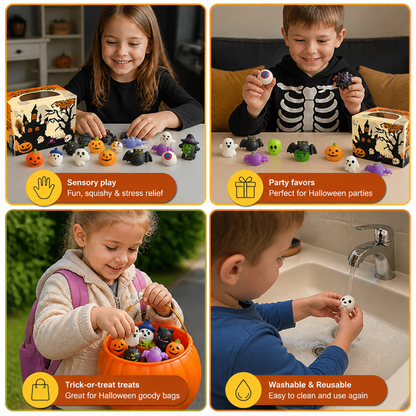 Washable & Reusable Halloween Squishy Toy Set for Party Favors and Trick-or-Treating