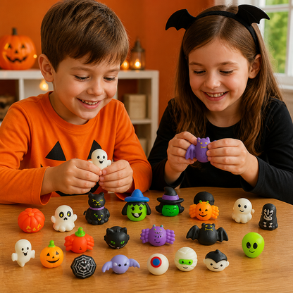 Washable & Reusable Halloween Squishy Toy Set for Party Favors and Trick-or-Treating