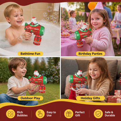 Electric Christmas Bubble Gun with Lights & Sounds for Kids