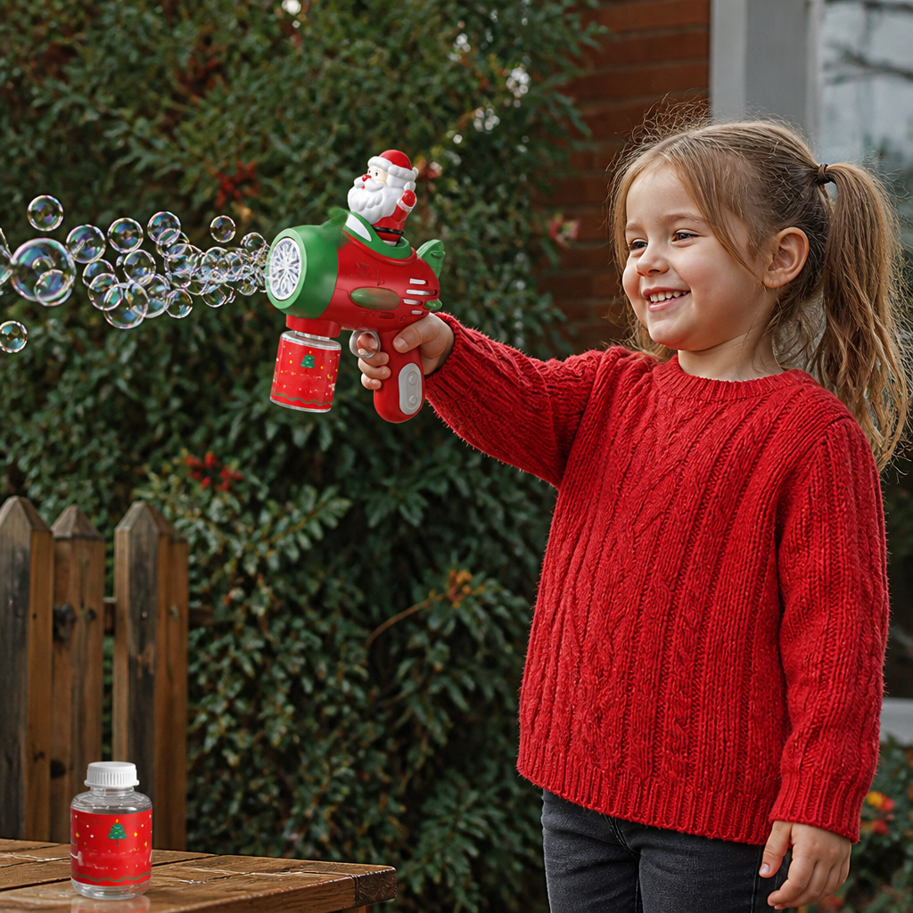Electric Christmas Bubble Gun with Lights & Sounds for Kids