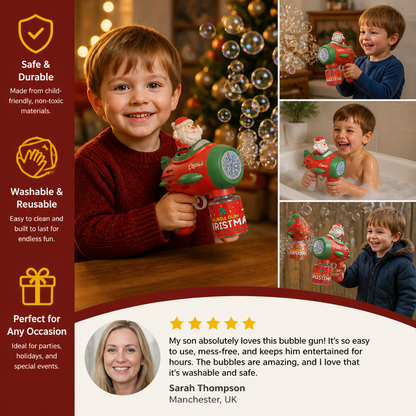 Electric Christmas Bubble Gun with Lights & Sounds for Kids
