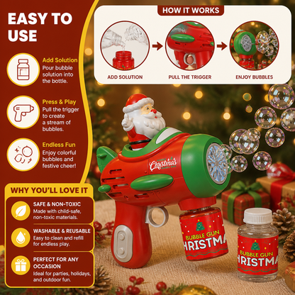 Electric Christmas Bubble Gun with Lights & Sounds for Kids
