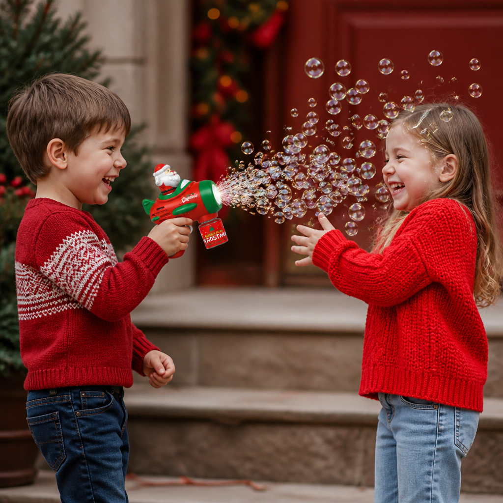 Electric Christmas Bubble Gun with Lights & Sounds for Kids