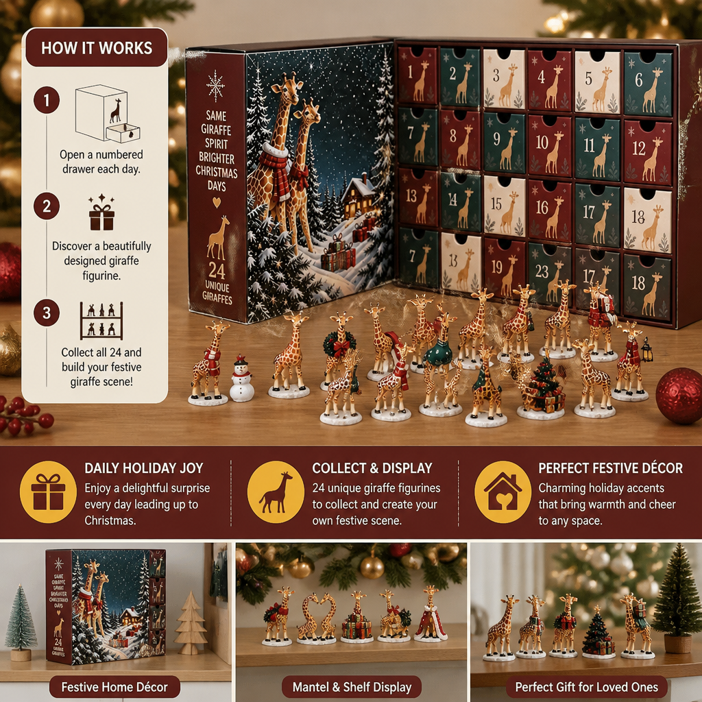 24-Day Christmas Giraffe Figurine Advent Calendar