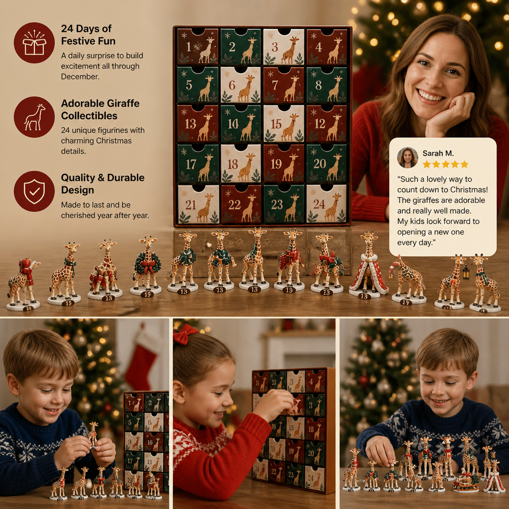 24-Day Christmas Giraffe Figurine Advent Calendar