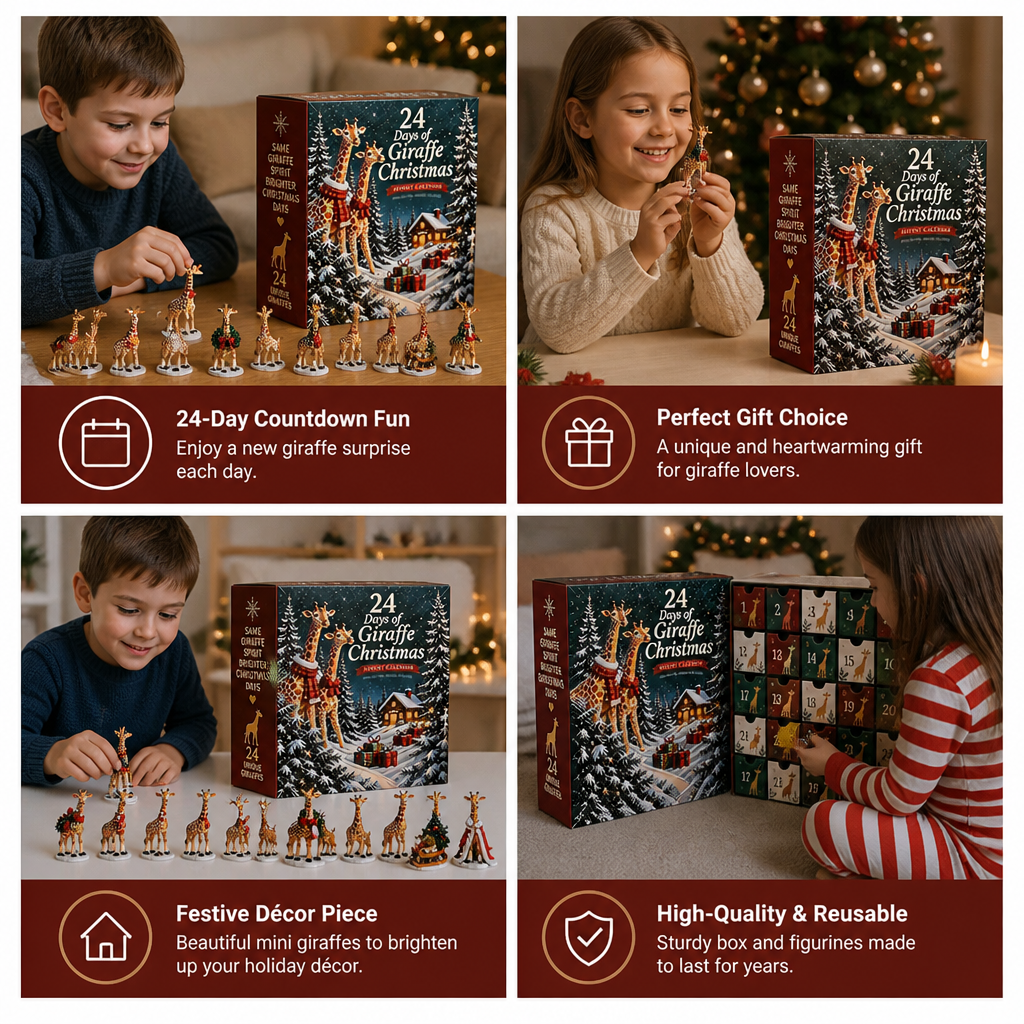 24-Day Christmas Giraffe Figurine Advent Calendar