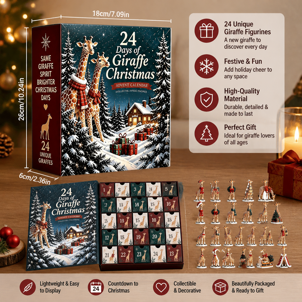 24-Day Christmas Giraffe Figurine Advent Calendar