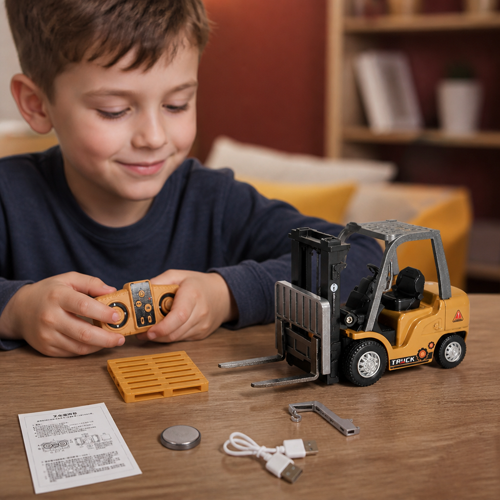 1:64 Scale RC Construction Vehicles – Forklift, Excavator, Dump Truck & Bulldozer