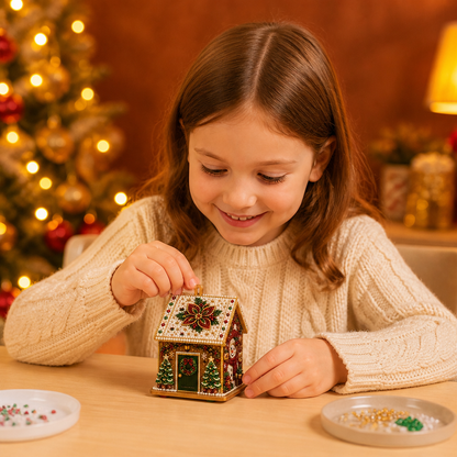 DIY 3D Wooden Gingerbread House Puzzle & Diamond Art Kit