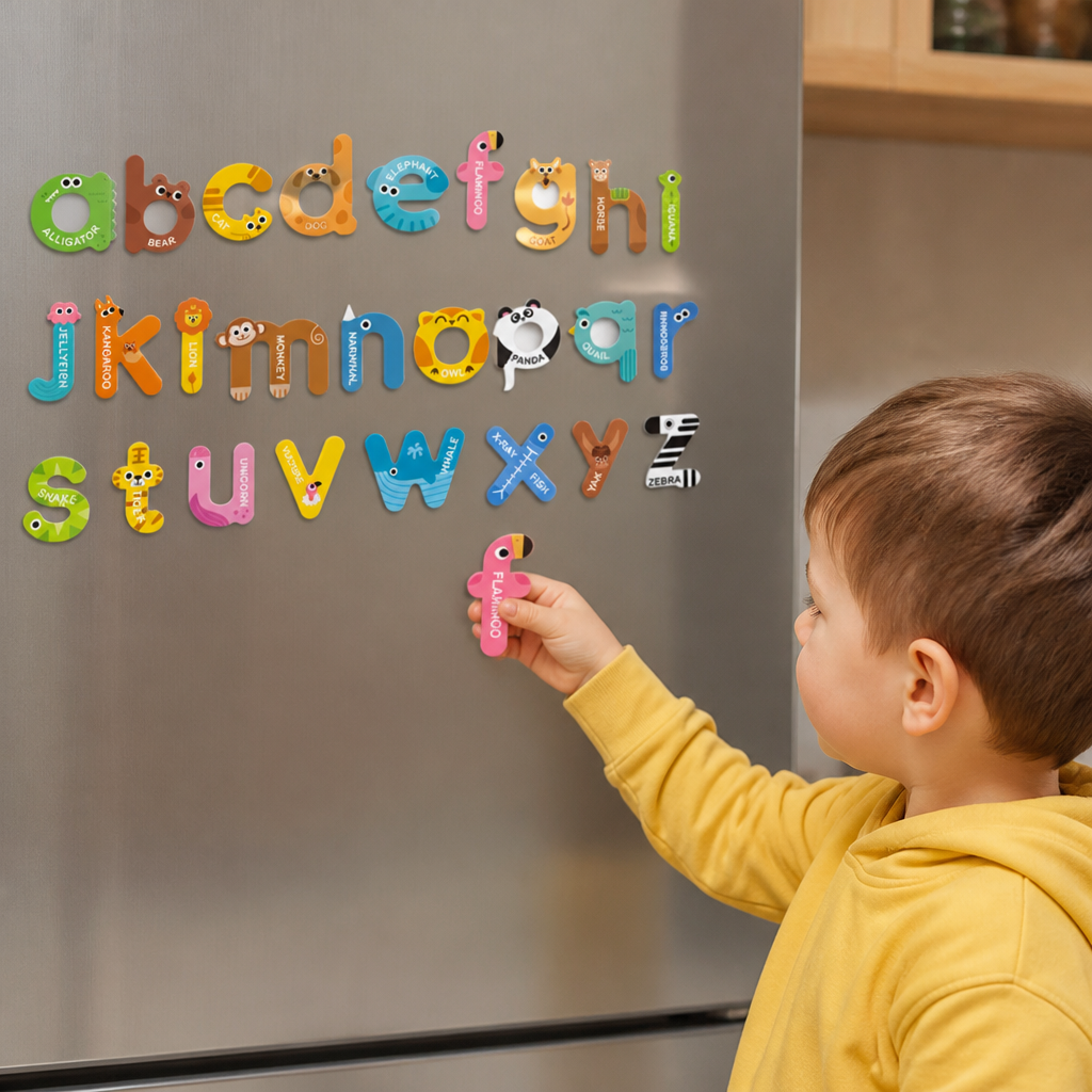 Animal Alphabet & Number Fridge Magnets – Kids’ Spelling and Learning Set