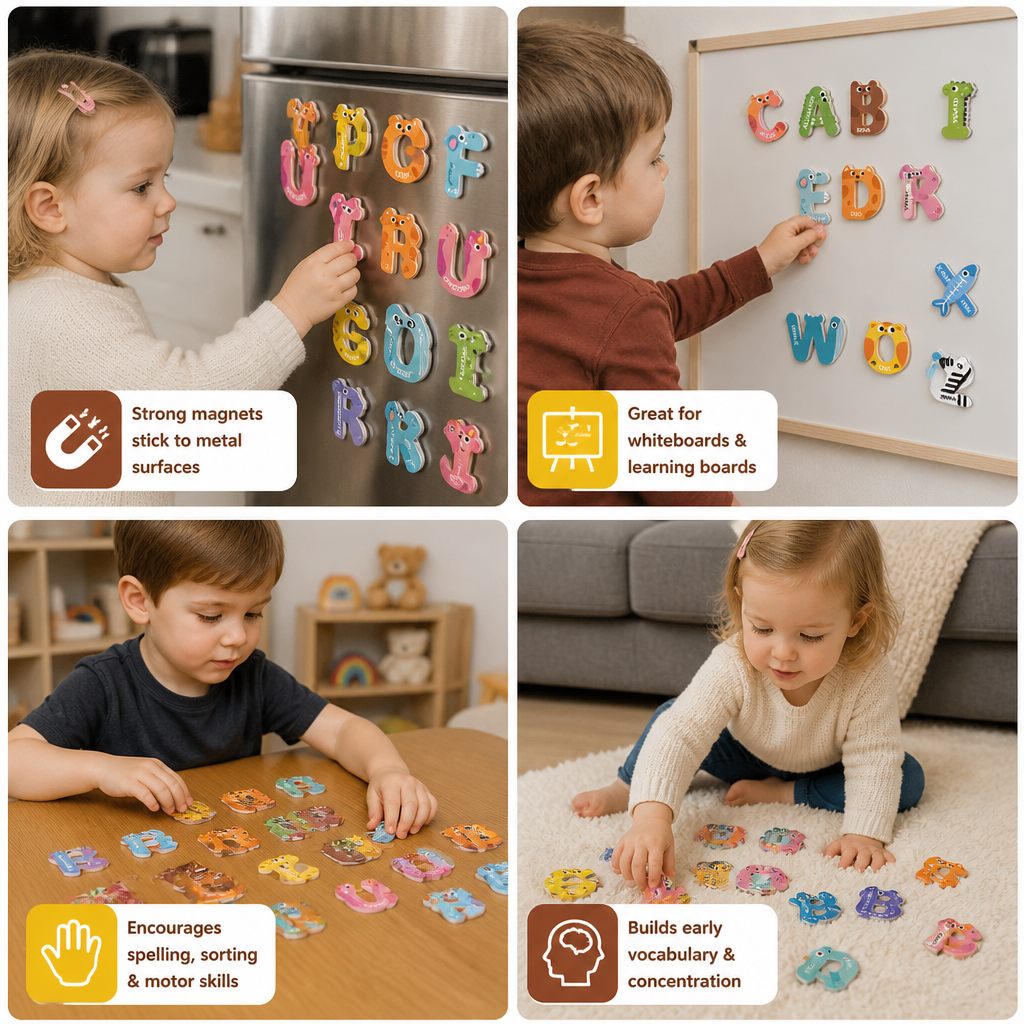 Animal Alphabet & Number Fridge Magnets – Kids’ Spelling and Learning Set