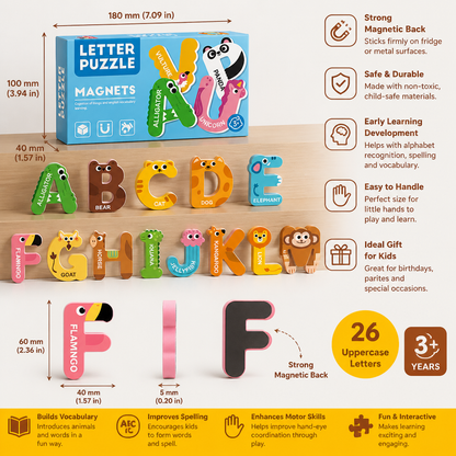 Animal Alphabet & Number Fridge Magnets – Kids’ Spelling and Learning Set