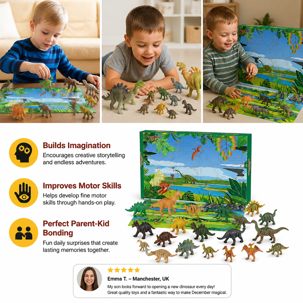 24-Day Dinosaur Toy Advent Calendar with Surprise Figures