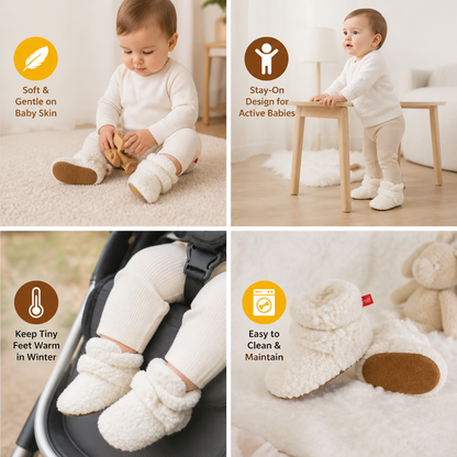 Warm & Cozy Sherpa Baby Booties for Winter