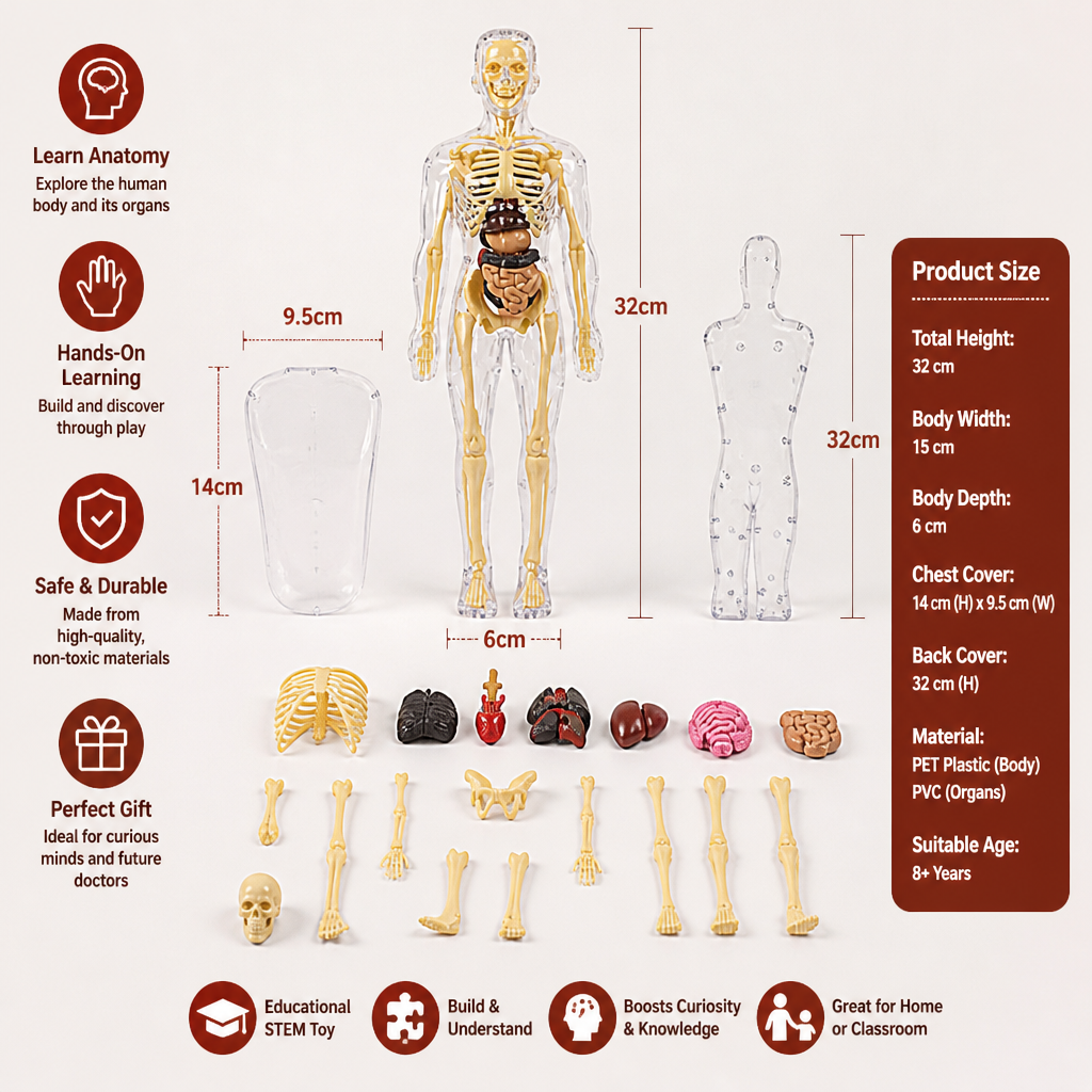 Human Body Anatomy STEM Learning Kit with Assemble-Your-Own Organ Model