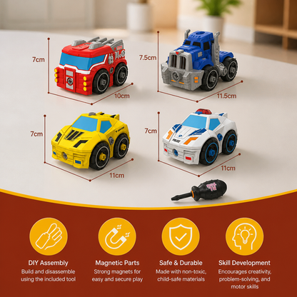 4-Piece DIY Take-Apart City Vehicle Set with Toy Drill