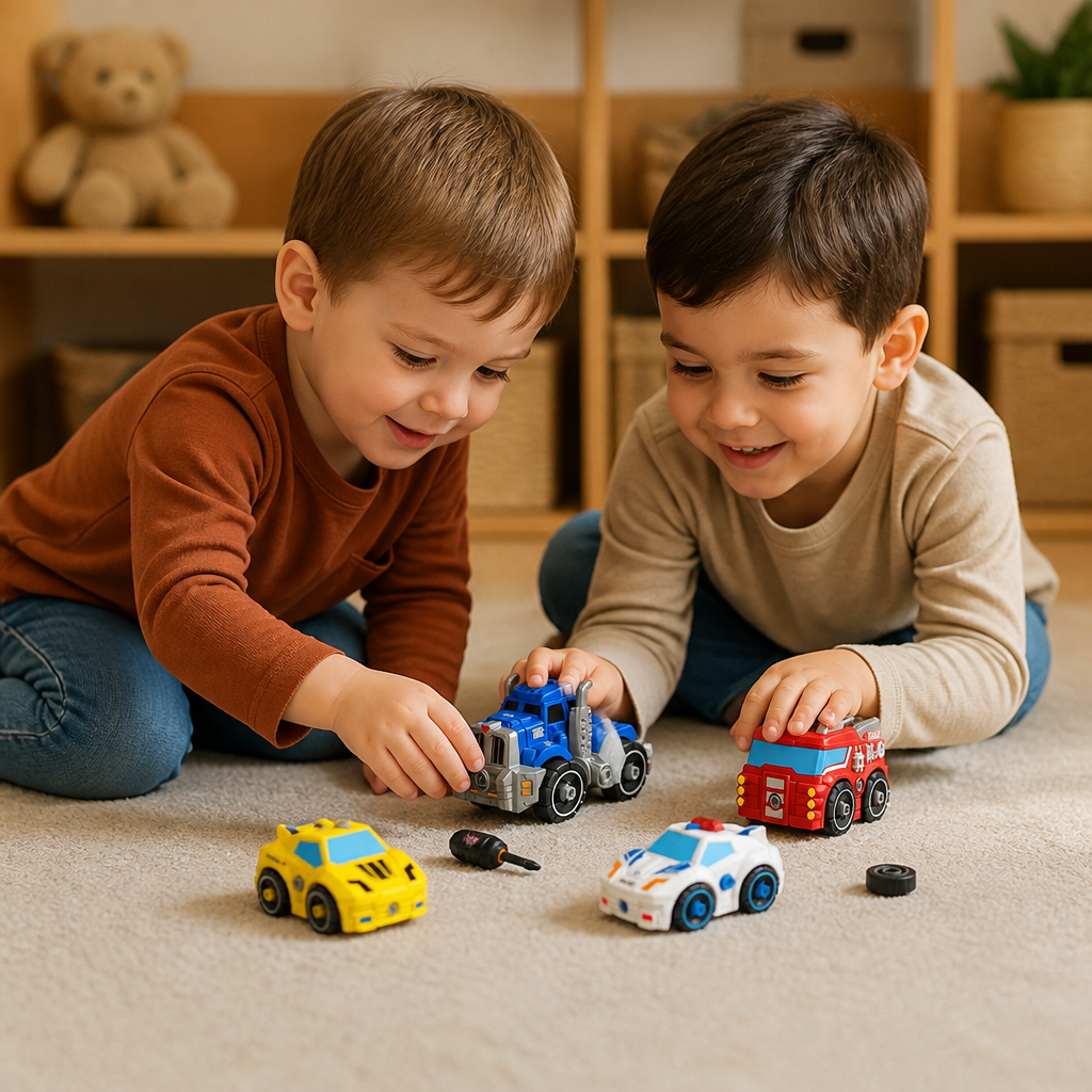 4-Piece DIY Take-Apart City Vehicle Set with Toy Drill