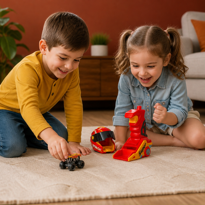 One-Click Monster Truck Launcher with Helmet & Handle Design
