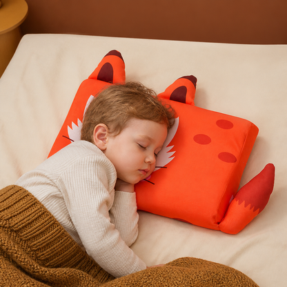 Calming Ergonomic Kids’ Pillow with Cartoon Animal Pillowcase
