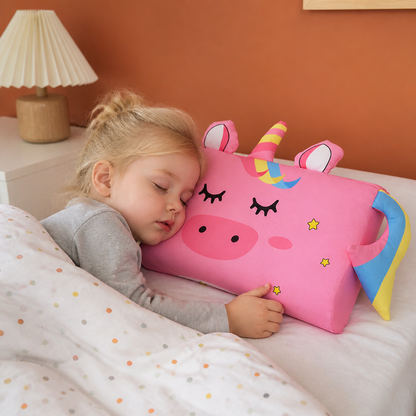 Calming Ergonomic Kids’ Pillow with Cartoon Animal Pillowcase