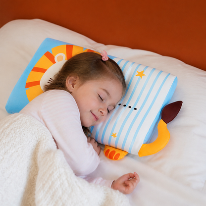 Calming Ergonomic Kids’ Pillow with Cartoon Animal Pillowcase