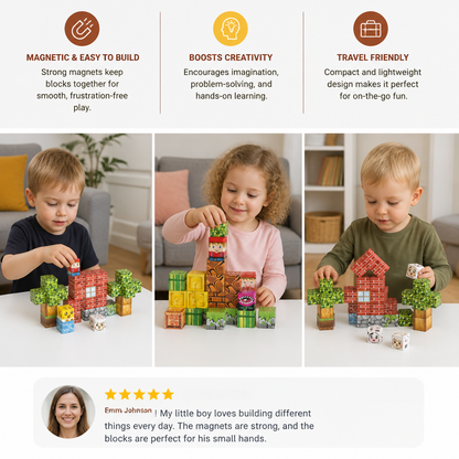 40-Piece Magnetic Building Blocks Set for Kids – Perfect for On-the-Go Fun