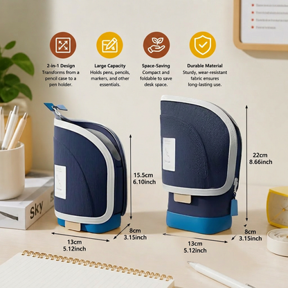 2-in-1 Pop-Up Pencil Case with Pen Holder – Space-Saving Desk Organizer