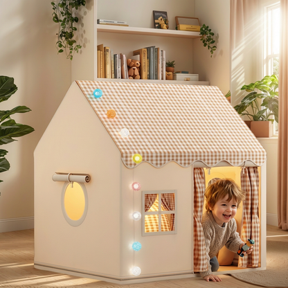 Kids Play House Tent with Checkered Roof