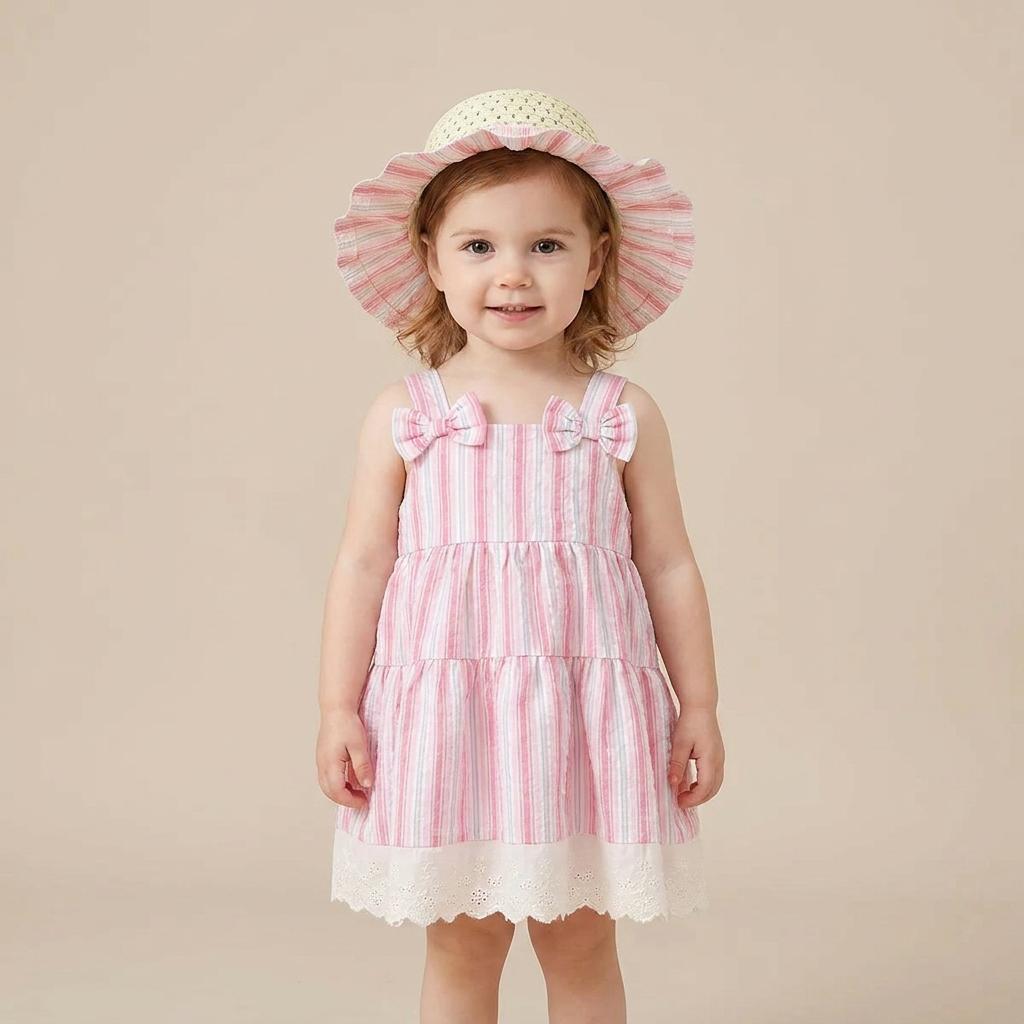 Seaside Stripe Dress Set & Hat