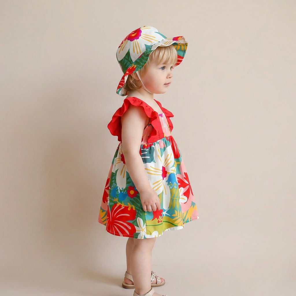 Tropical Bloom Dress Set & Hat