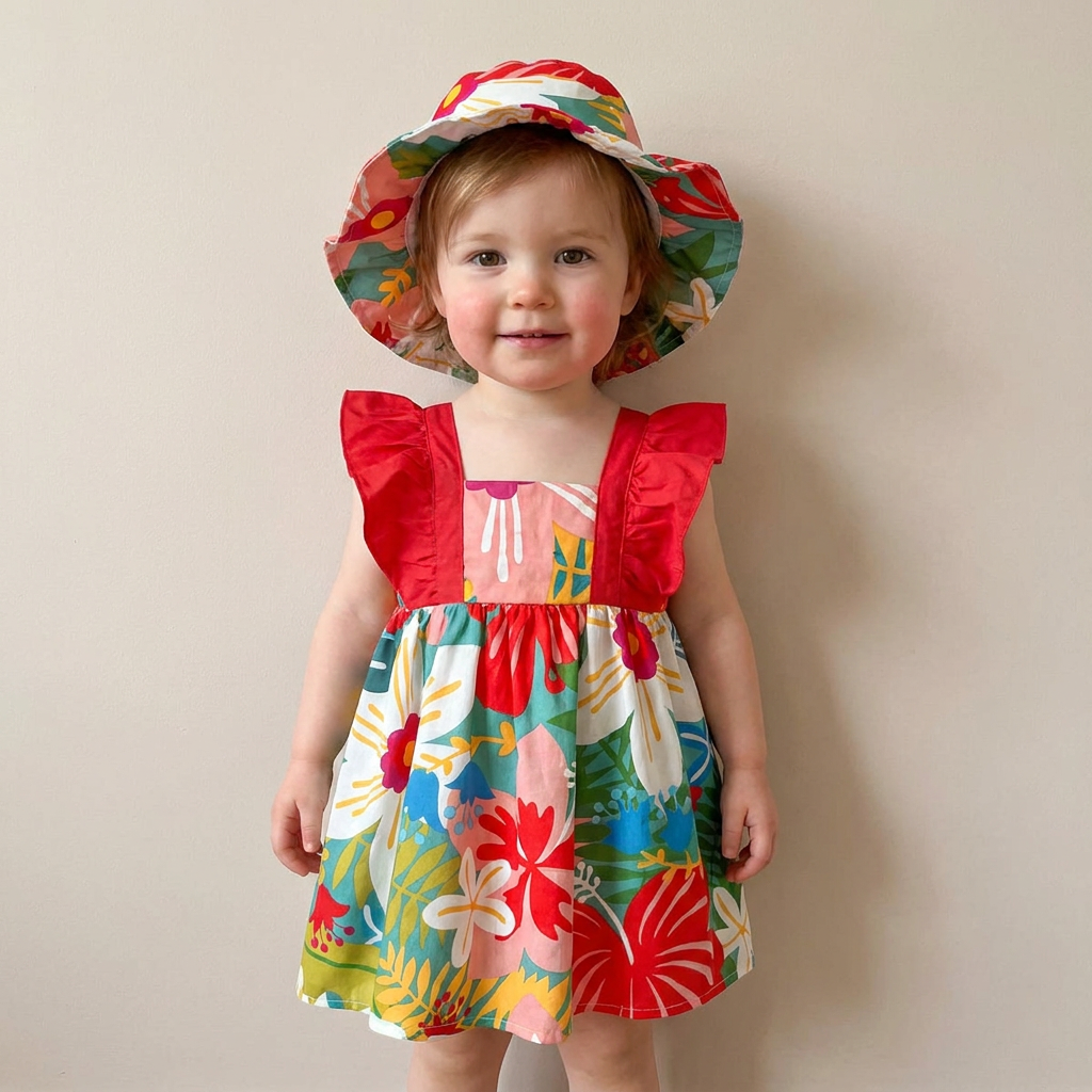 Tropical Bloom Dress Set & Hat