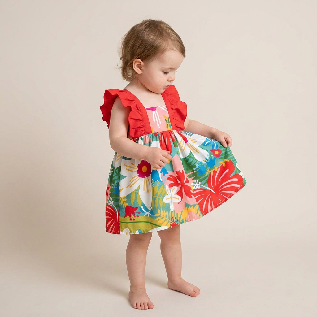 Tropical Bloom Dress Set & Hat