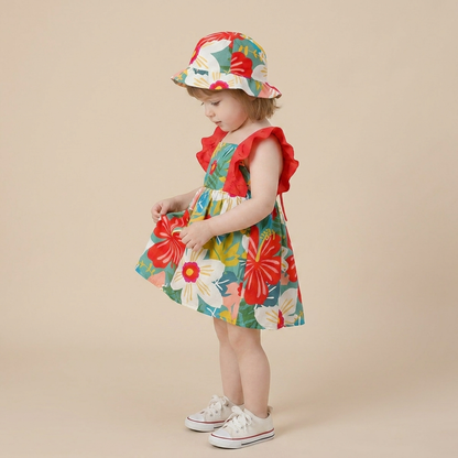 Tropical Bloom Dress Set & Hat