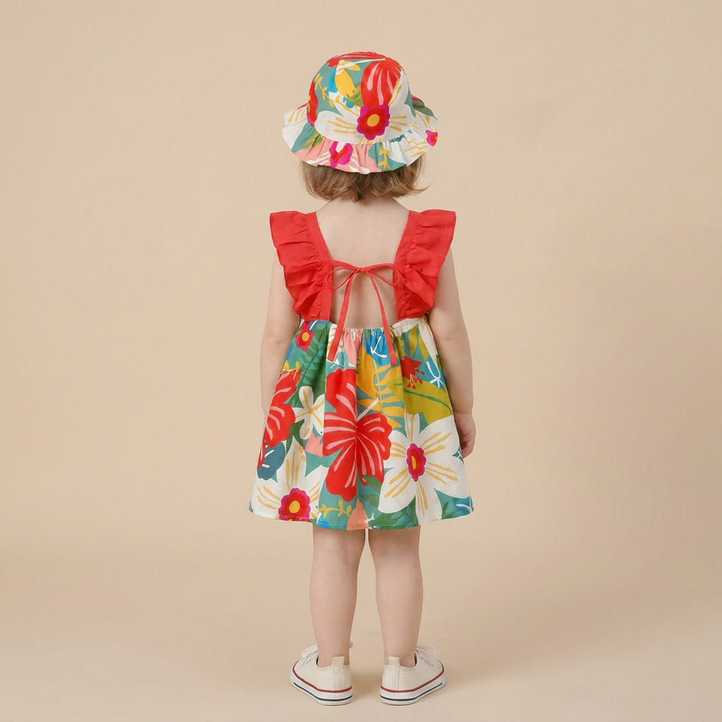 Tropical Bloom Dress Set & Hat