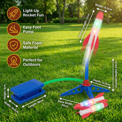 Kids Rocket Launcher with Foot Pump – Lightning Air-Powered Outdoor Toy