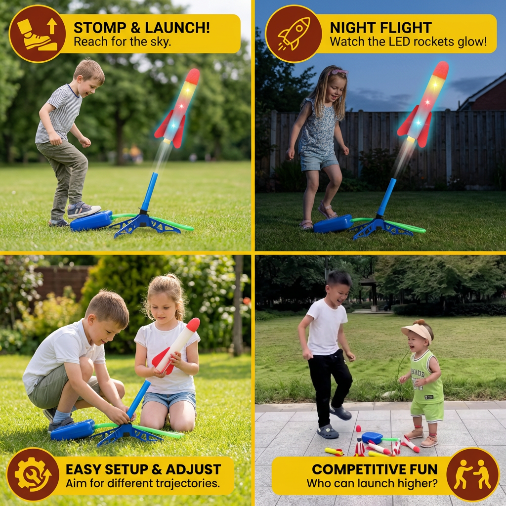 Kids Rocket Launcher with Foot Pump – Lightning Air-Powered Outdoor Toy