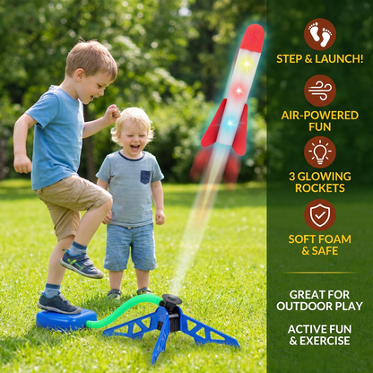 Kids Rocket Launcher with Foot Pump – Lightning Air-Powered Outdoor Toy