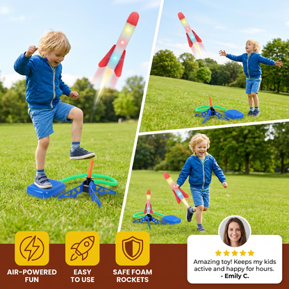 Kids Rocket Launcher with Foot Pump – Lightning Air-Powered Outdoor Toy