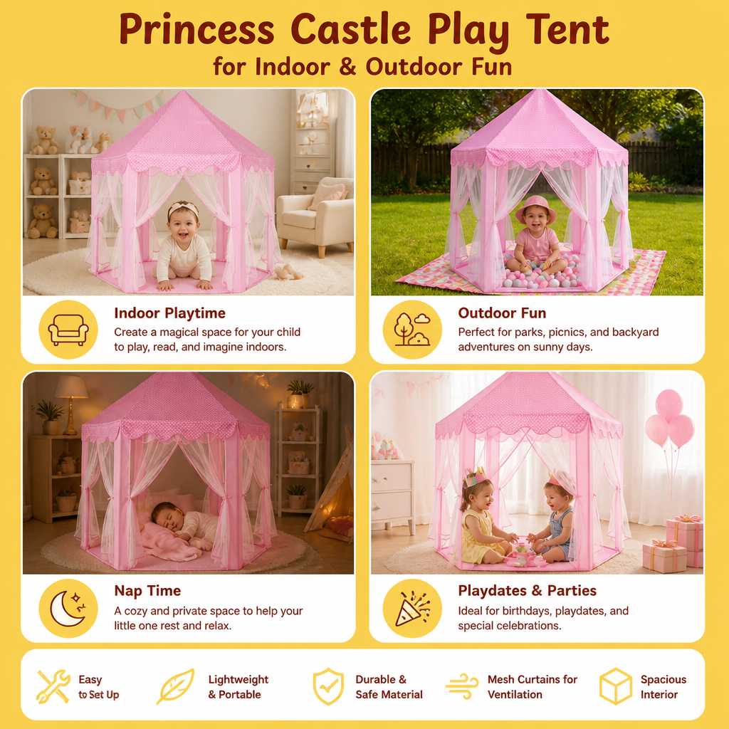 Princess Castle Play Tent for Indoor & Outdoor Fun