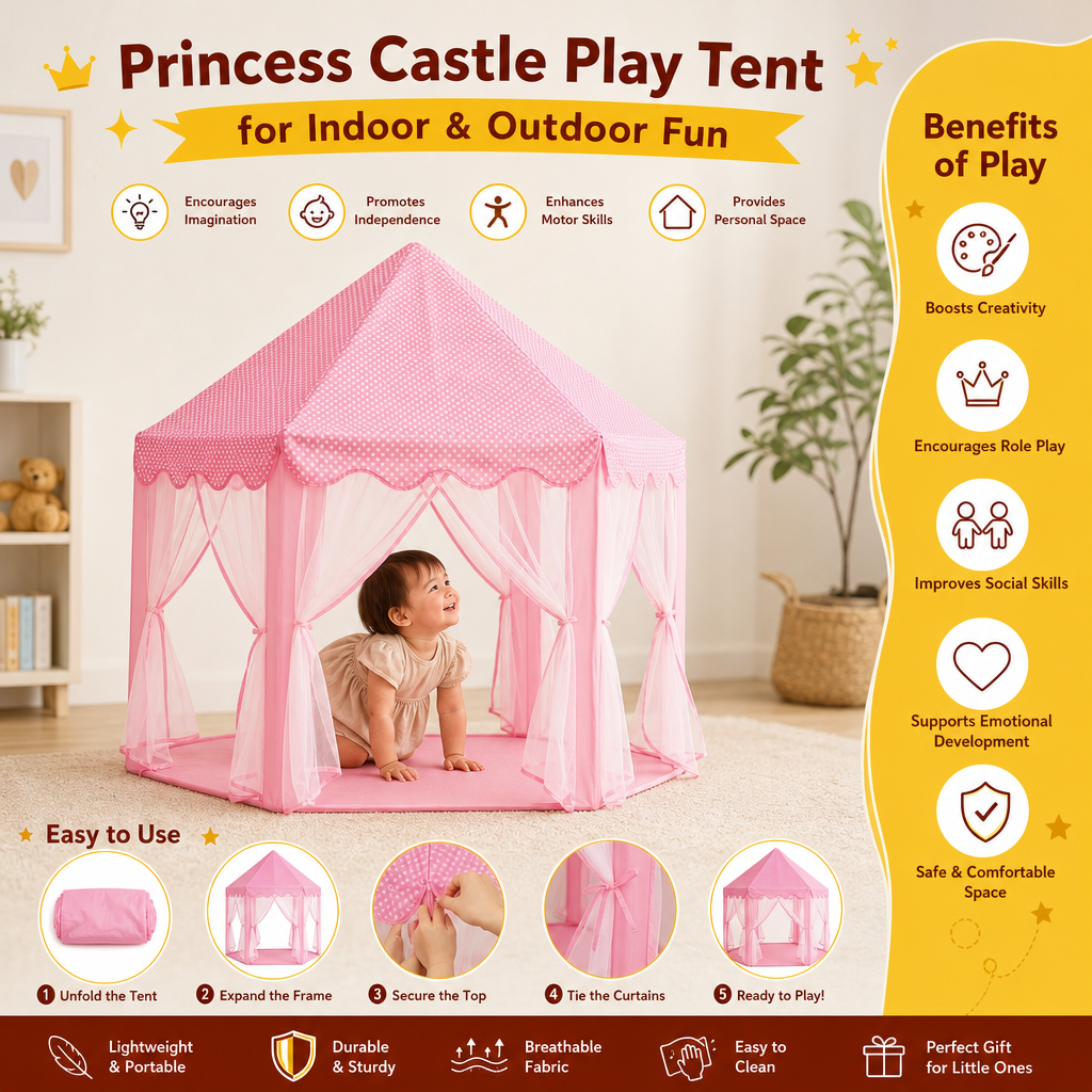 Princess Castle Play Tent for Indoor & Outdoor Fun