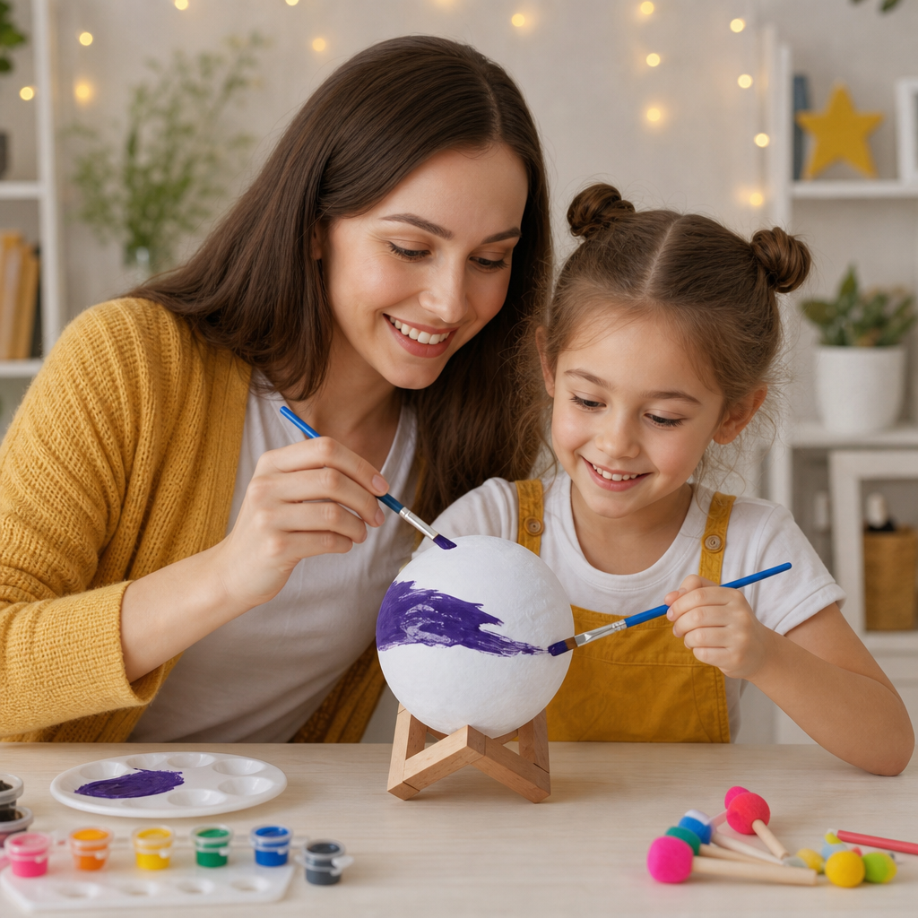 DIY Paint Your Own Moon Lamp Kit for Kids – Creative Space Night Light