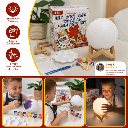 DIY Paint Your Own Moon Lamp Kit for Kids – Creative Space Night Light