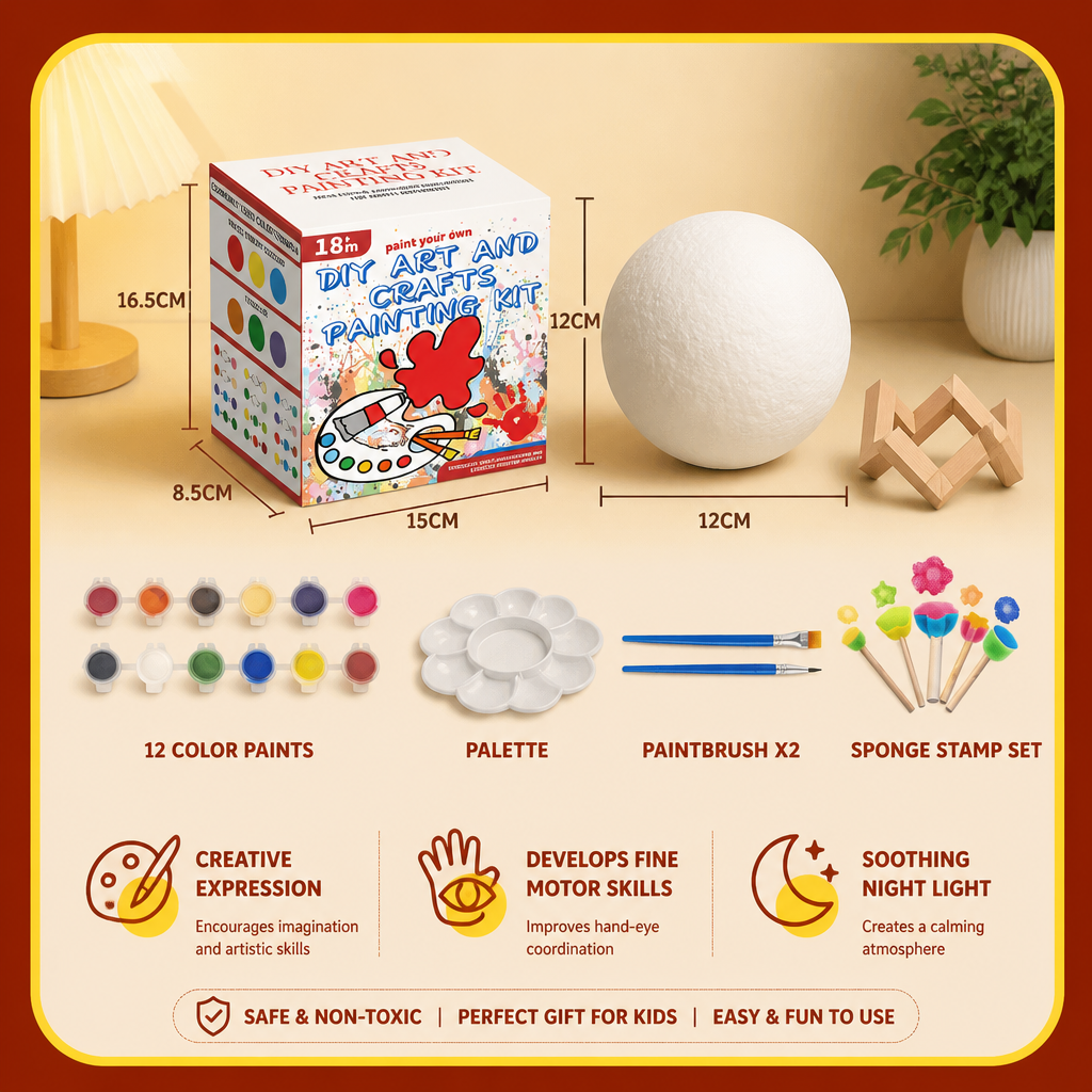 DIY Paint Your Own Moon Lamp Kit for Kids – Creative Space Night Light