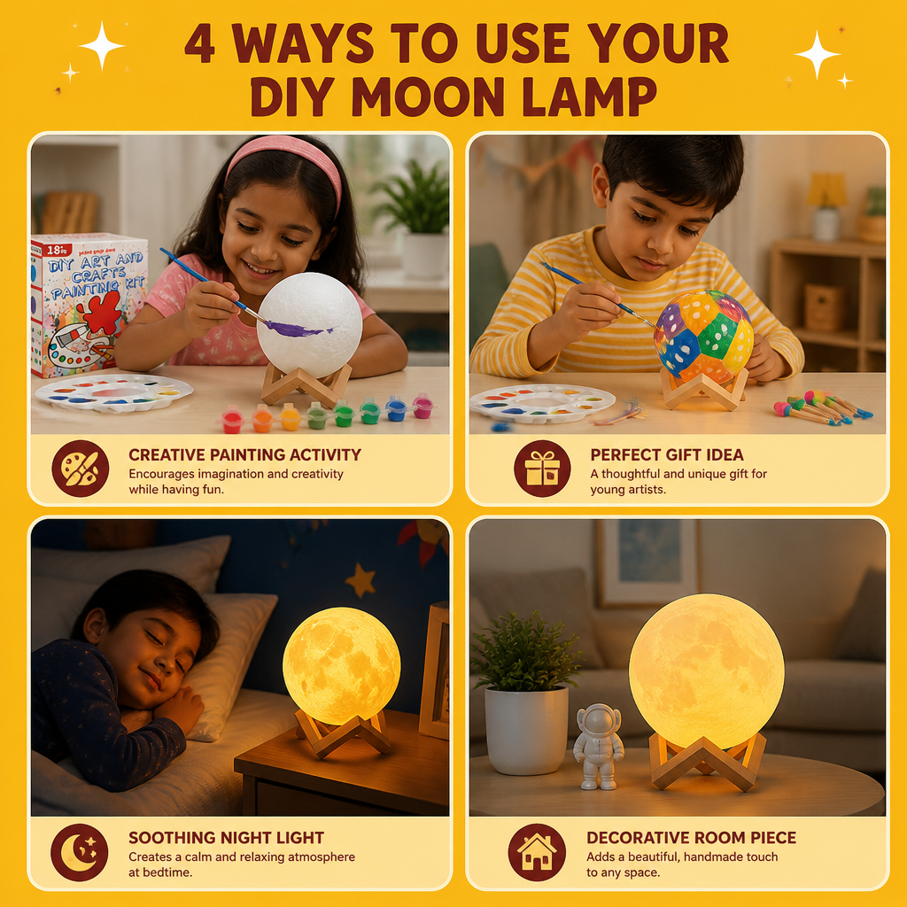 DIY Paint Your Own Moon Lamp Kit for Kids – Creative Space Night Light