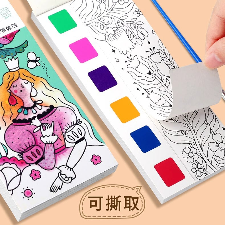 All-in-One Watercolour Painting Book with Built-In Paint & Brush
