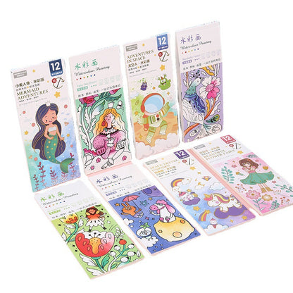 All-in-One Watercolour Painting Book with Built-In Paint & Brush